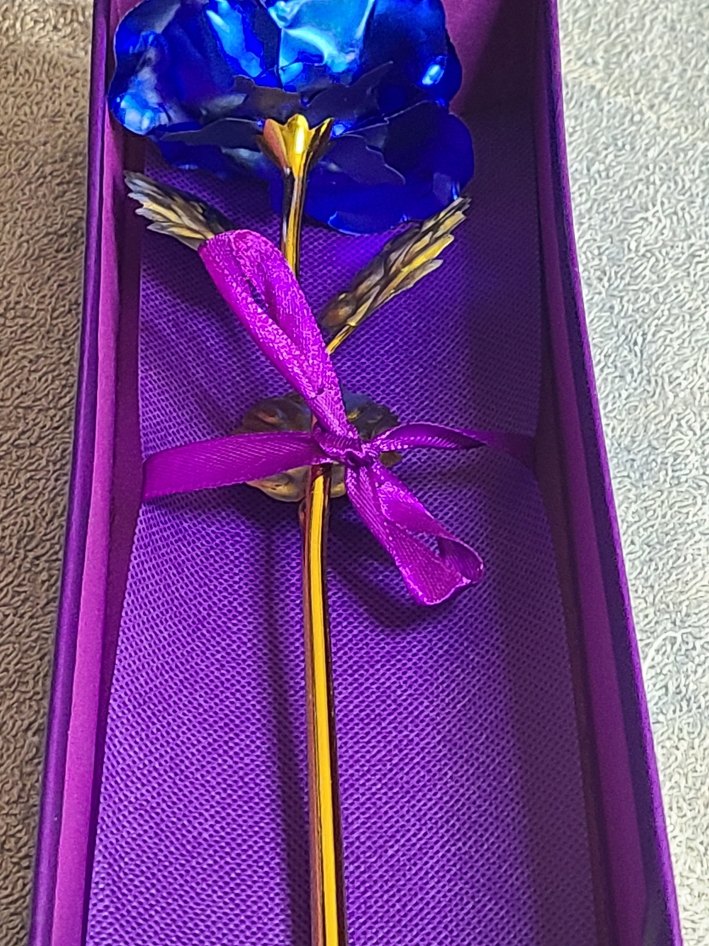 Gold-Plated Stem Blue Rose - Gift Edition